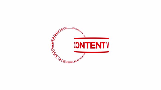 warning adult content with rotation animation on transparent background 4k video