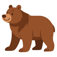 cute animal brown bear wildlife fauna flat color vector illustration template design