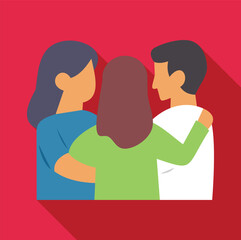 Obraz premium Three people hugging each other symbolizing friendship, family, and empathy