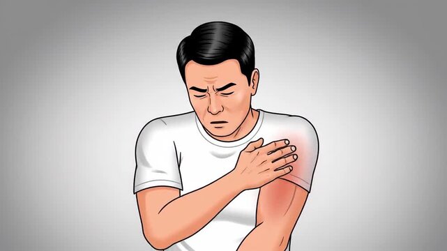 Illustration Of A Man Experiencing Pain in His Shoulder, Arm and Chest