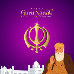 Vibrant Guru Nanak Jayanti Greeting Card Design
