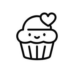 Adorable Line Art Cupcake with Heart Topping