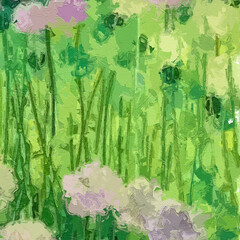 Various oil paintings, floral landscapes, streams, forests, morning glories, roses, peonies, figures, sheep