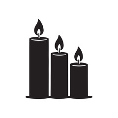 Fototapeta premium Three Burning Candles Silhouette Vector Icon