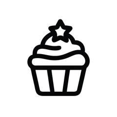 Simple Outline Of A Cupcake With Star Topping
