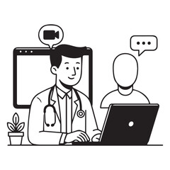 Virtual Emergency Doctor Patient Telemedicine Vector