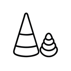 Outline vector illustration of two cones