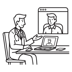 Virtual Nurse Doctor Patient Telemedicine Team Vector