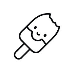 Adorable minimalist outline of a bitten popsicle