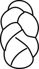 Braided challah bread line art icon for bakery, food, and religious concepts