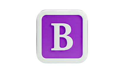 Letter B Icon on Purple Square - Isolated on White Background