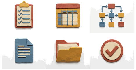 Claymation business and organization icons isolated on white