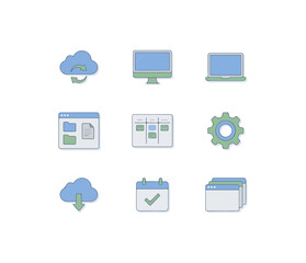 Cloud computing and technology icons vector set