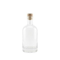 Clear Glass Bottle With Cork Stopper Isolated On White Background Studio Shot