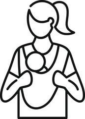 Woman using a baby carrier, depicting motherhood and parenting