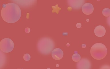 Red Abstract 3D Bubbles and Shapes Background
