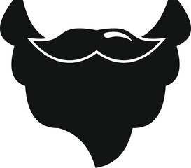 Black silhouette icon representing a man's beard and mustache on white background