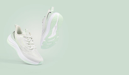 Flying sports sneaker on  background for dynamic advertising