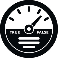 Meter gauge indicating false, representing truth, accuracy, and lie detection concepts