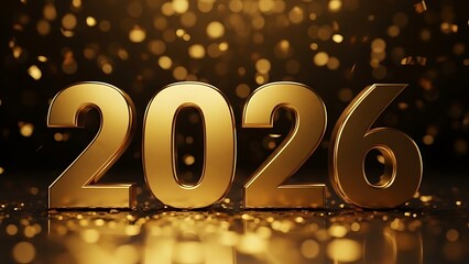 Golden new year 2026 celebration with bokeh lights and festive atmosphere