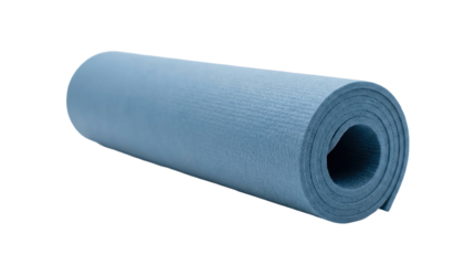 Rolled Blue Textured Yoga Mat Isolated on Transparent Background