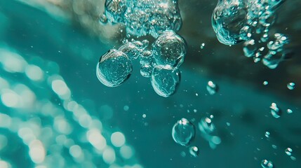 Bubbles rising in clear water underwater setting nature photography aquatic environment close-up perspective