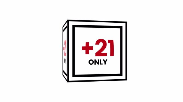 3d cube sign plus 21 only animation on transparent background 4k video