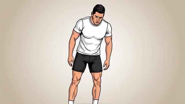 Man Showing Pain In Leg Sequence, Animated, High Detail, Comic Style, And Isolated