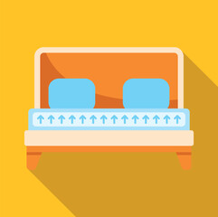 Bed with a soft mattress and pillows featuring air circulation arrows