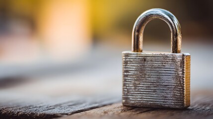  Metal padlock on wood, representing security and trust in a close-up view.