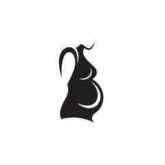 A stylized black silhouette of a pregnant woman's torso, depicting maternity and new life.