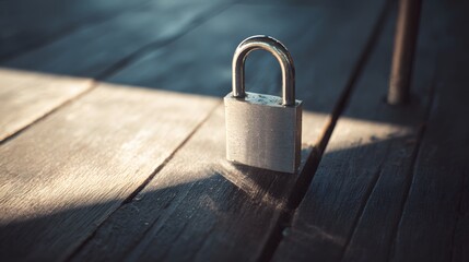  Metal padlock on wood, representing security and trust in a close-up view.