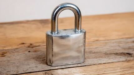  Metal padlock on wood, representing security and trust in a close-up view.