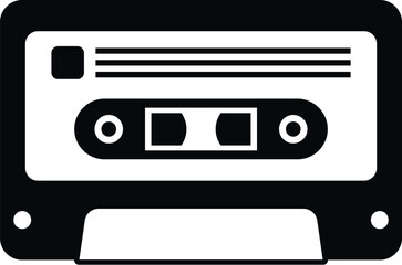 Cassette tape icon representing retro audio music and analog sound technology