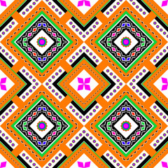 High-detail ethnic geometric textile pattern with large layered diamond shapes, bold red, gold, black, and white color palette. Sharp triangular borders, star-shaped interior motifs.