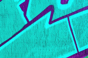 Obraz premium Graffiti-style lines in vivid turquoise and purple on textured background. 90s urban style, funky, bold colors. Posters, street art, creative design, modern 90s visuals.