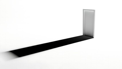 Open modern door and laptop isolated on white background