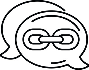 Chat bubbles showing a chain link representing communication and connection