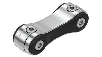 Metal Connector with Screws Isolated on White Background