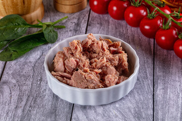 Canned Tuna fish in the bowl