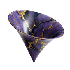 Purple marble cone vase with gold accents