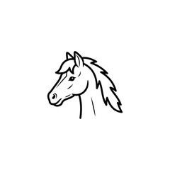 Naklejka premium Black and White Line Art Illustration of a Horse's Head with Flowing Mane