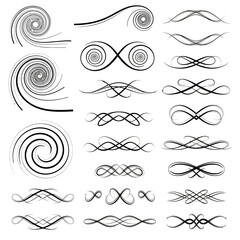 Fototapeta premium Elegant collection of swirling artistic flourishes and decorative scroll dividers perfect for sophisticated design projects
