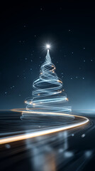 Abstract Light Christmas Tree with Glowing Star and Trails