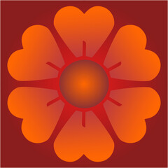 A radiant flower of glowing heart-shaped petals unfolds around a fiery core, symbolizing warmth, renewal, passion, and the quiet power of inner light.