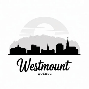 Westmount Skyline Silhouette &mdash; A Historic and Elegant Montreal District Vector Illustration