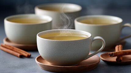 Obraz premium cup of coffee tea with cinnamon