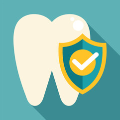 Tooth with shield and checkmark icon symbolizing dental health and protection