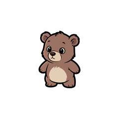 Fototapeta premium Charming vector illustration of a sweet baby brown teddy bear character, standing upright with innocent eyes, perfect for children's books, nursery designs, and playful digital content