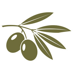 Olive Branch Vector Illustration. Minimalist Green Botanical Design for Natural Logos.